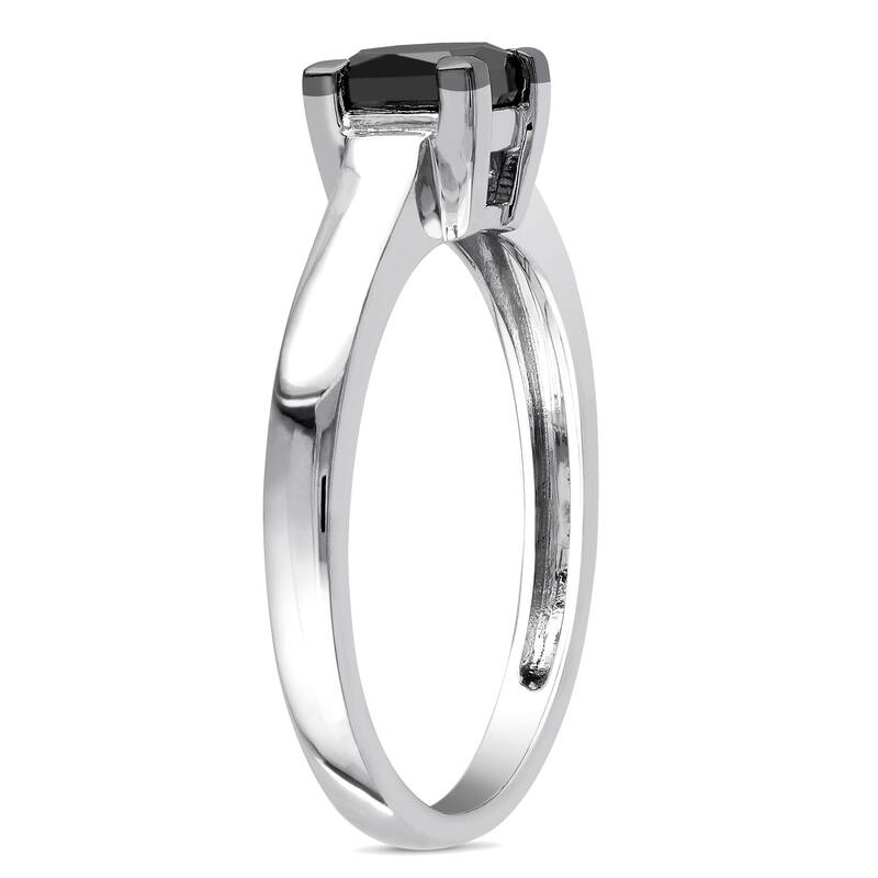 Miadora 10k White Gold 1ct TDW Black Diamond Solitaire Ring