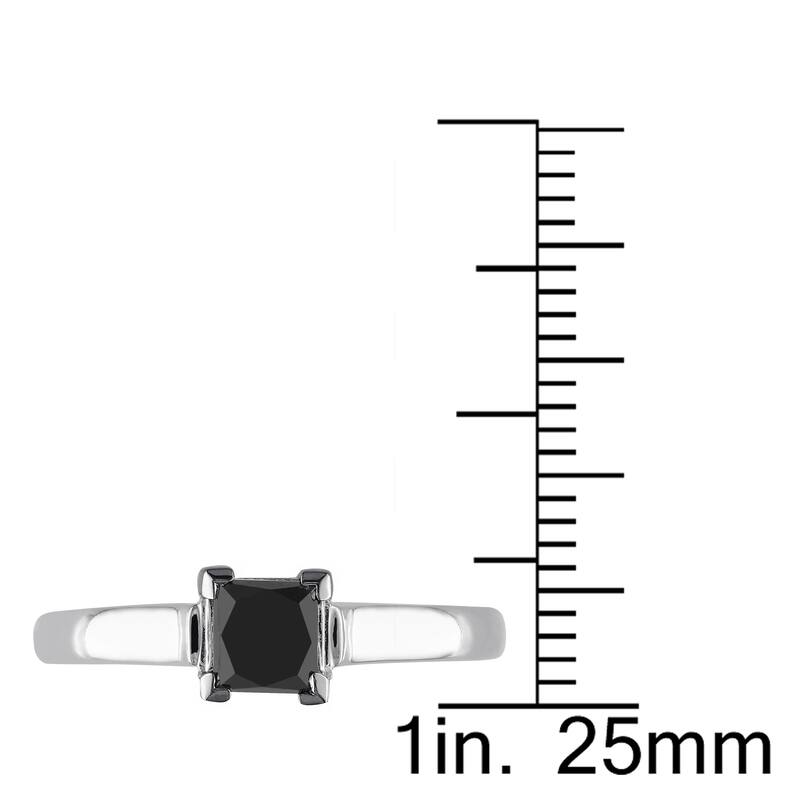 Miadora 10k White Gold 1ct TDW Black Diamond Solitaire Ring