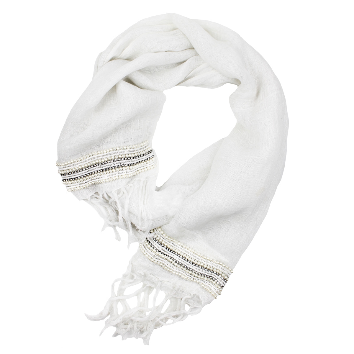 Micky London Womens Gala Ready White Linen Scarf