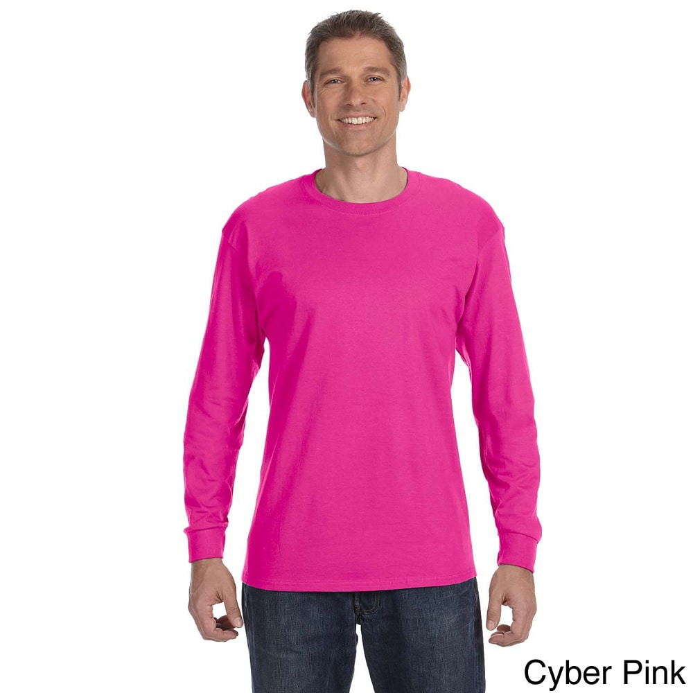 Jerzees Jerzees Mens 50/50 Heavyweight Blend Long Sleeve T shirt Pink Size XXL