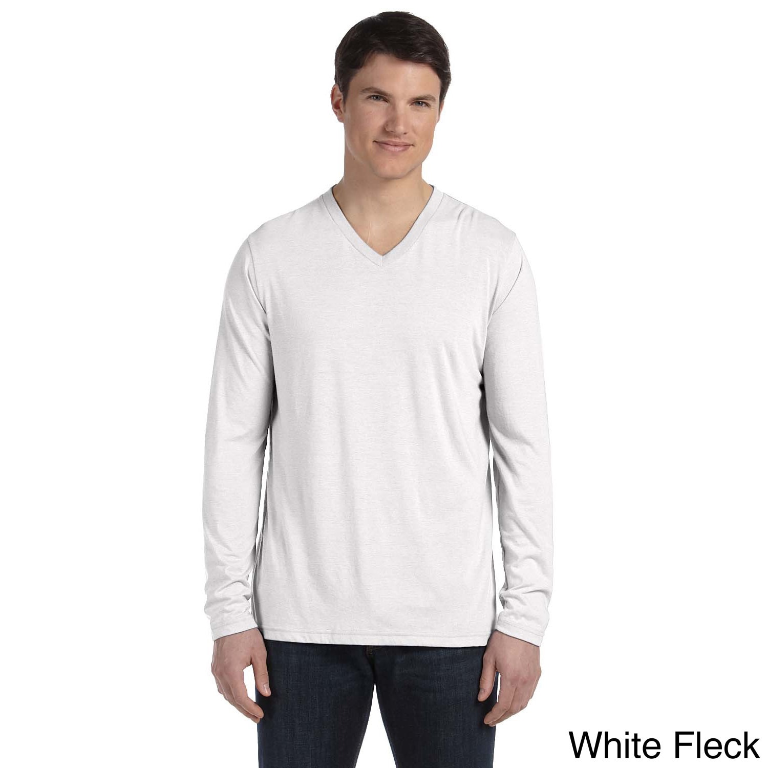 white long sleeve v neck t shirt mens