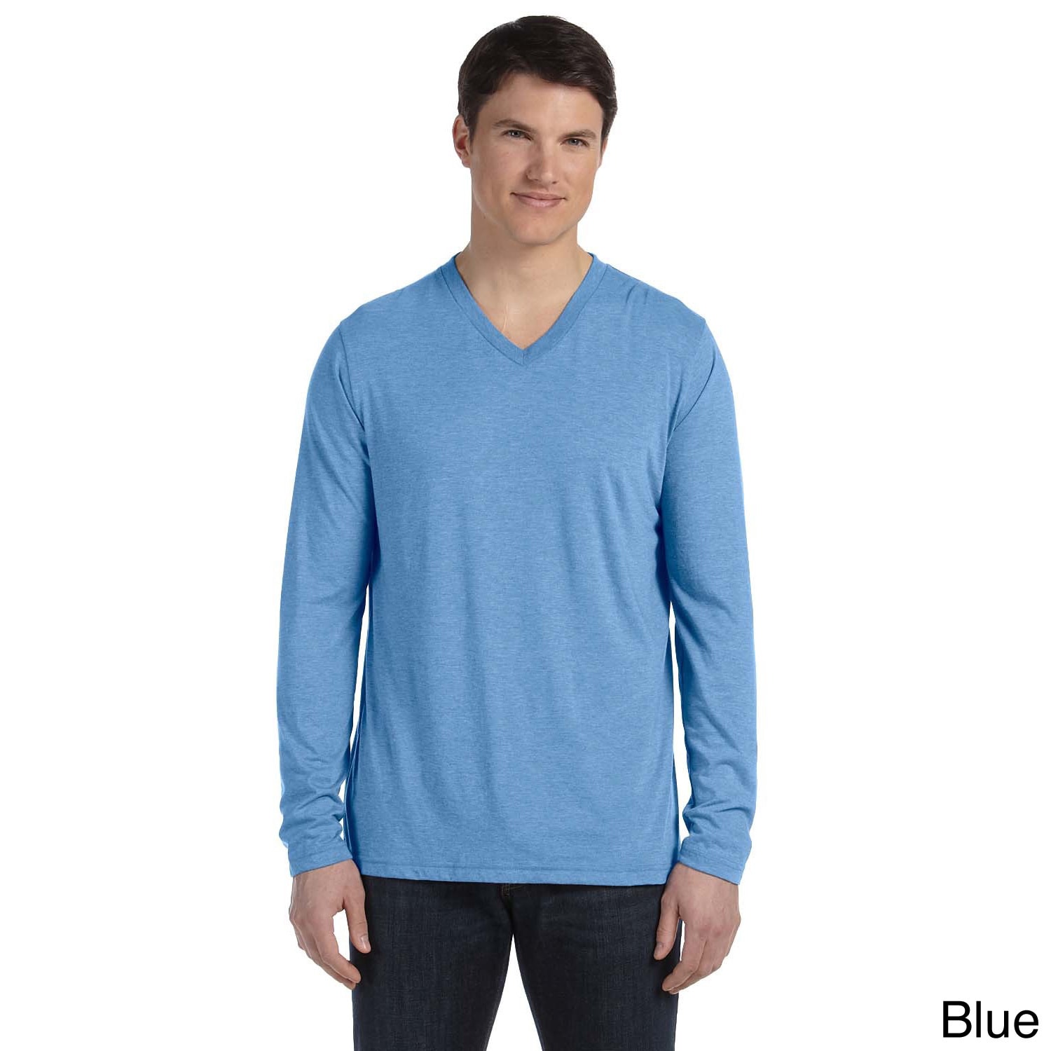 Men's Triblend Long Sleeve V-Neck T-Shirt - Overstock - 8979310
