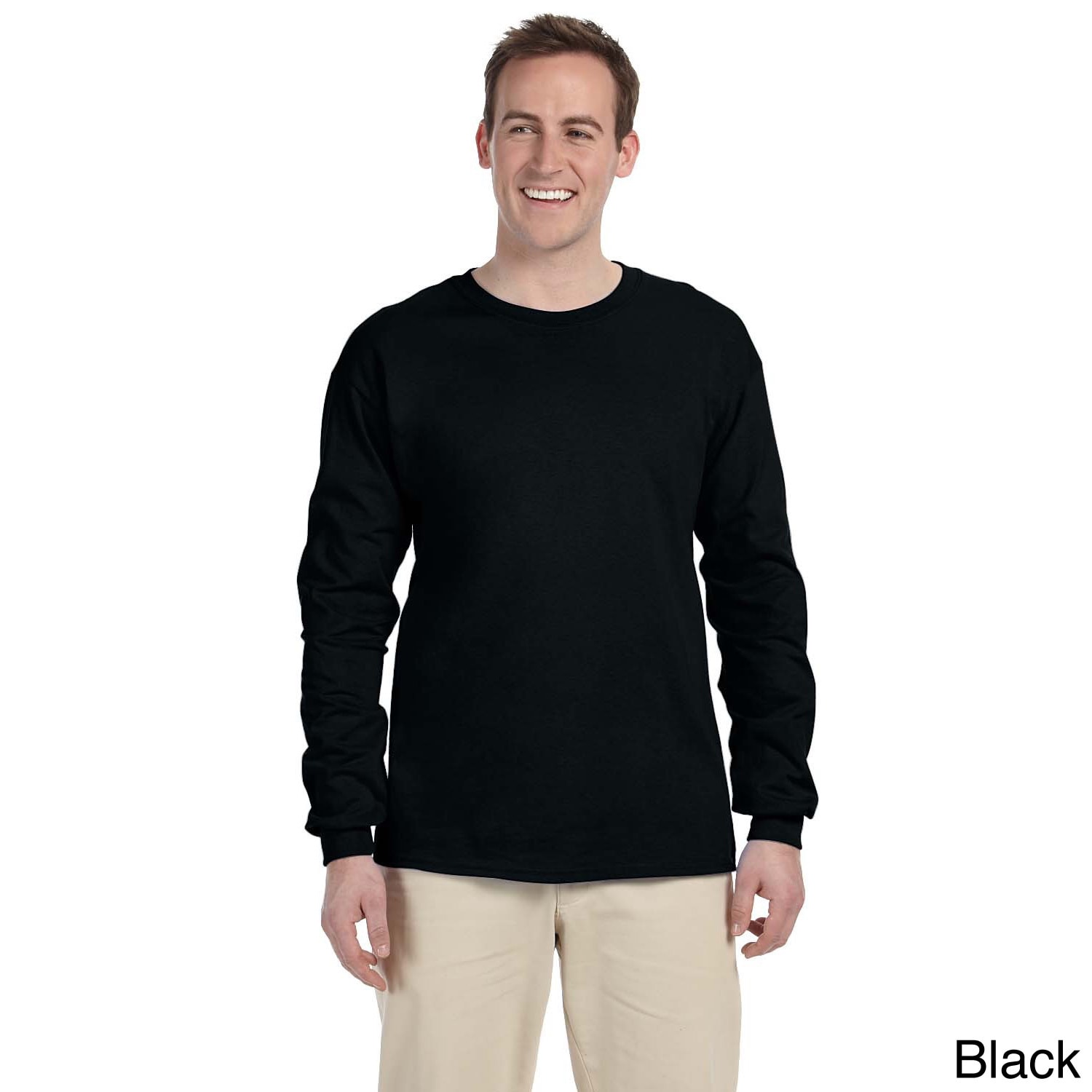 Jerzees Jerzees Mens Hidensi t Long Sleeve Solid T shirt Black Size XXL