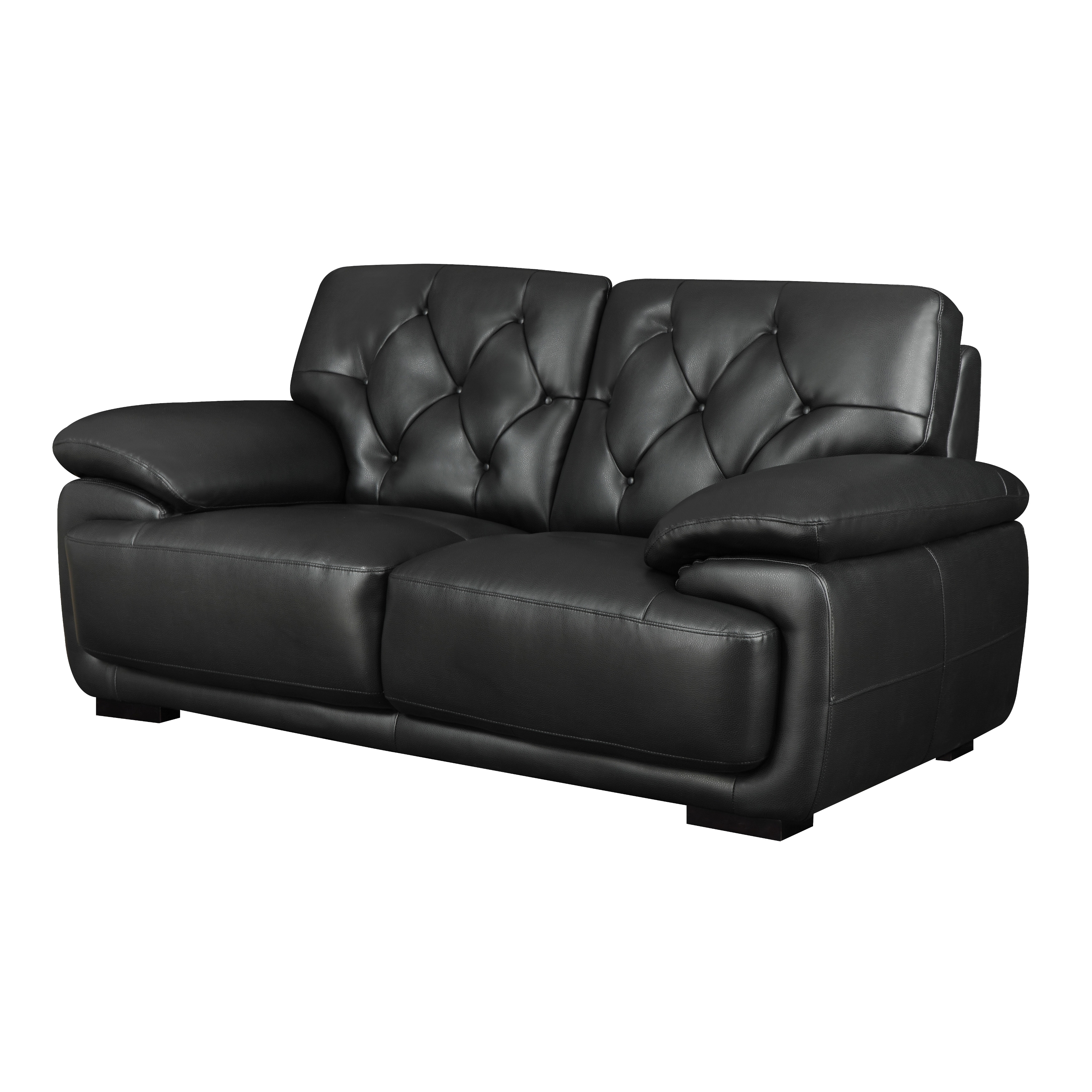 Full Black Bonded Leather Loveseat