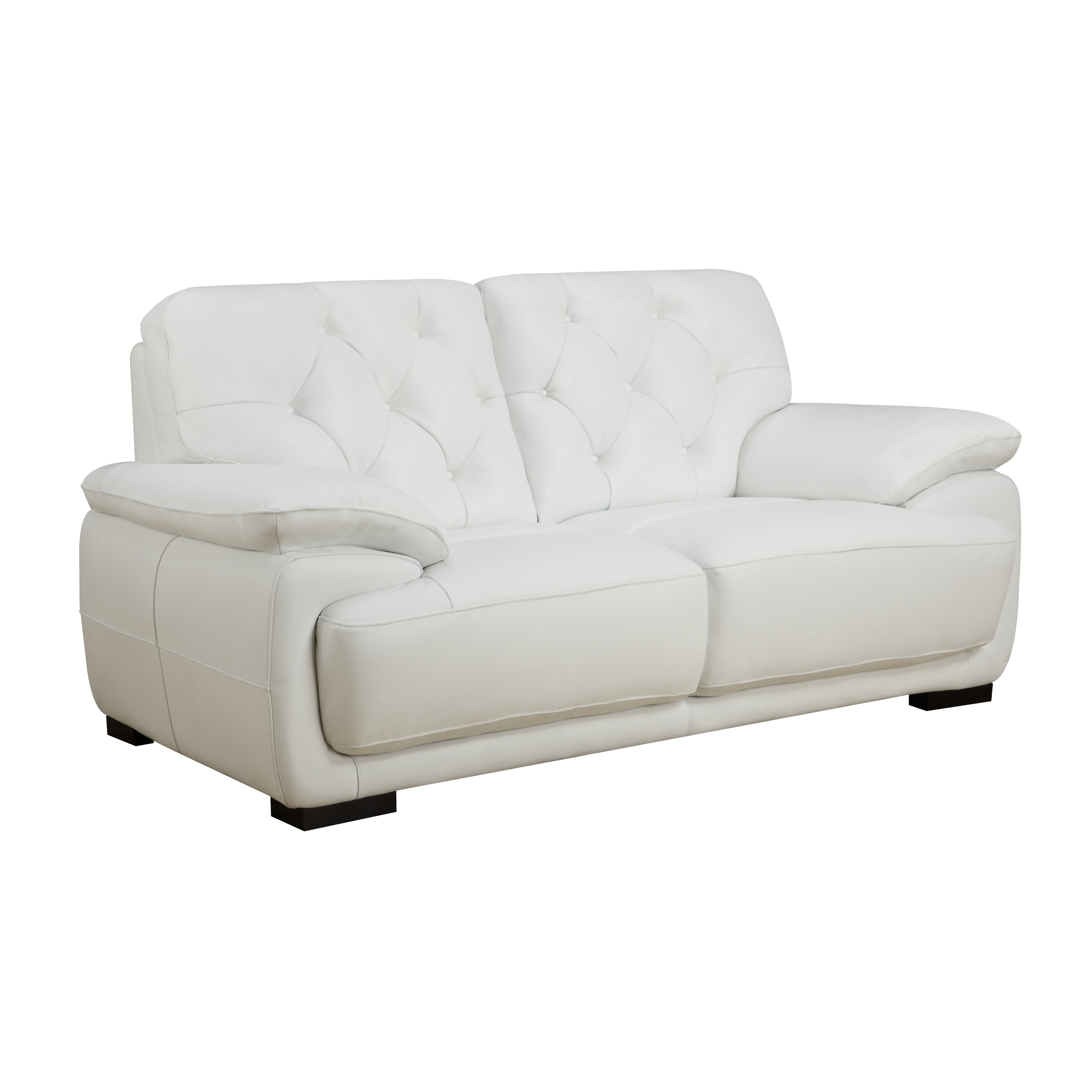 White Full Leather Loveseat