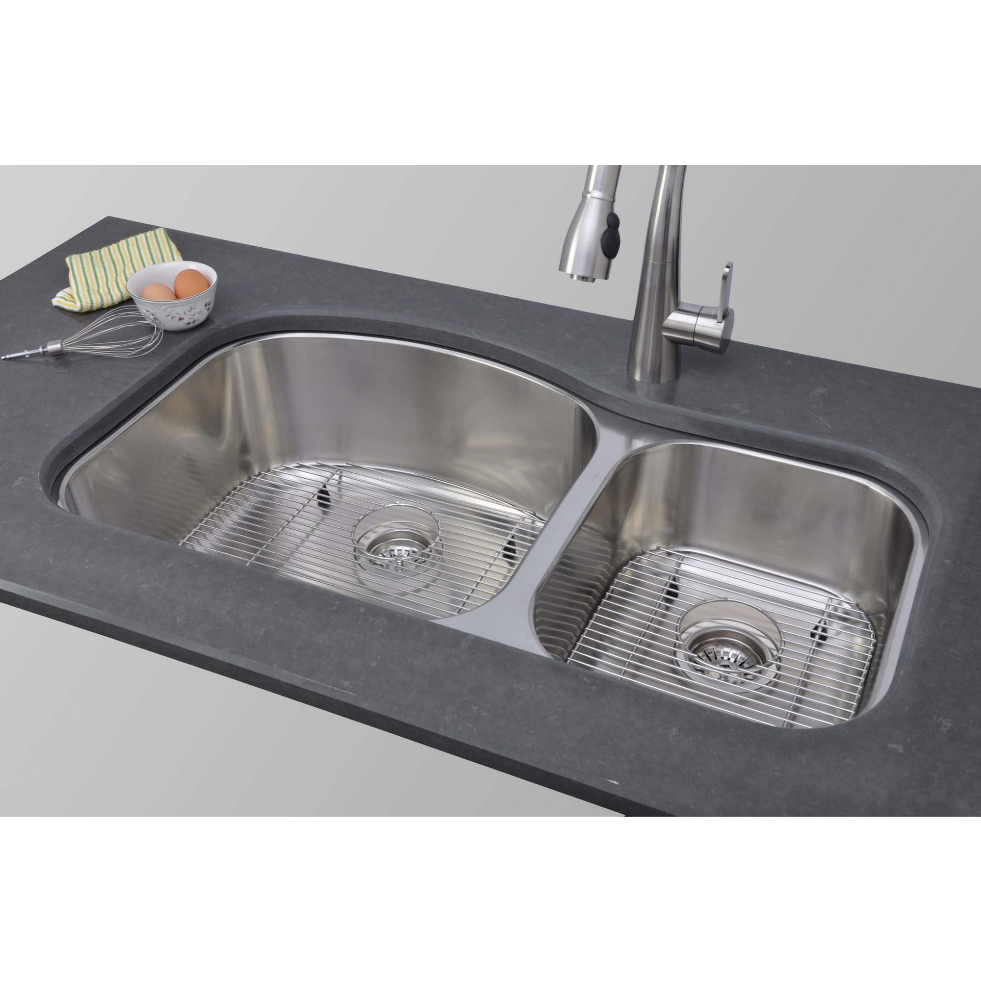 Wells 17 gauge Deck/ 18 gauge Double Bowl Undermount Stainless Steel Kitchen Sink Package Chu3721 97 1