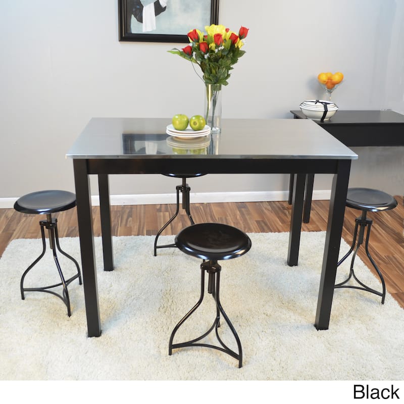 Carbon Loft Newton Stainless Steel Top Bar Table - Black - 4 Seat