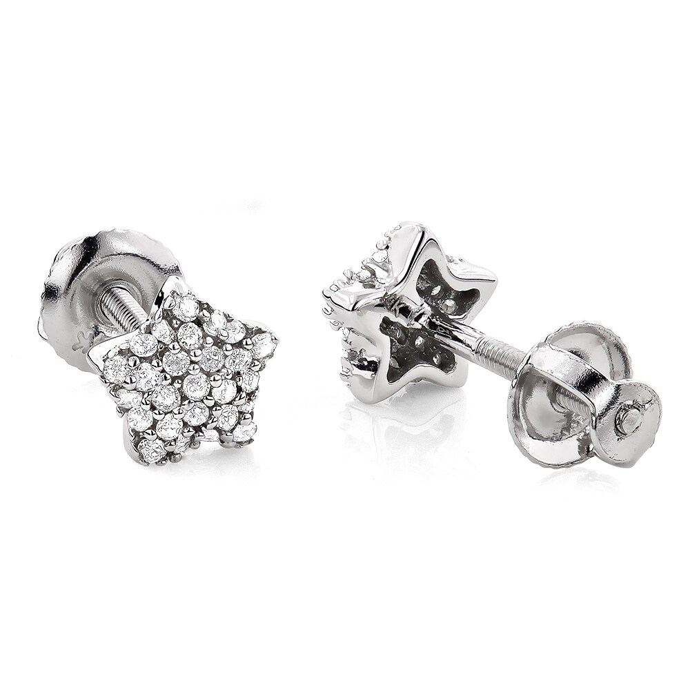 Shop Luxurman 14k Gold 1/6ct TDW Diamond Star Earrings - Free Shipping ...