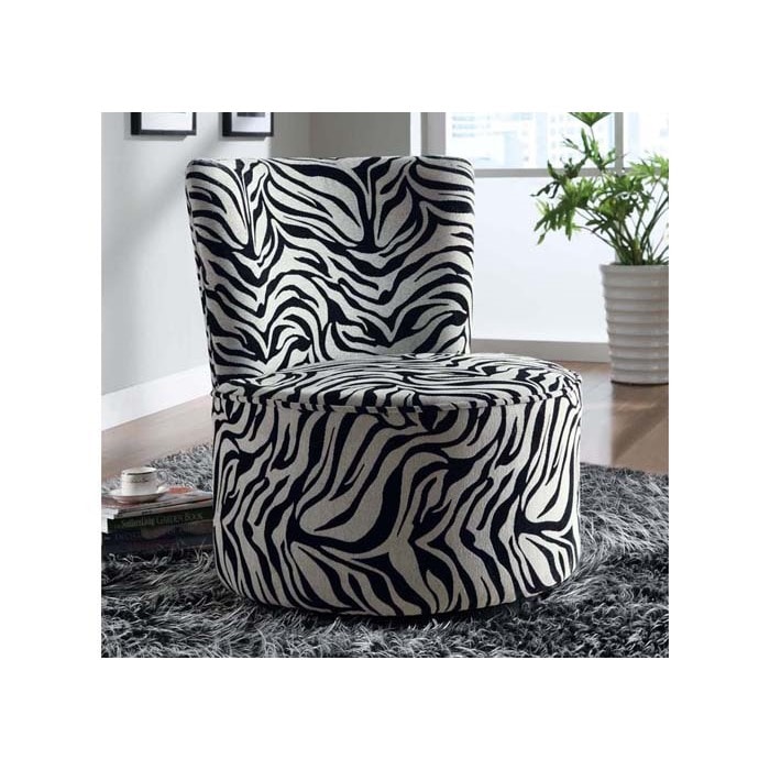 Zebra Lifestyle Fabric Accent Chair With Swivel Base