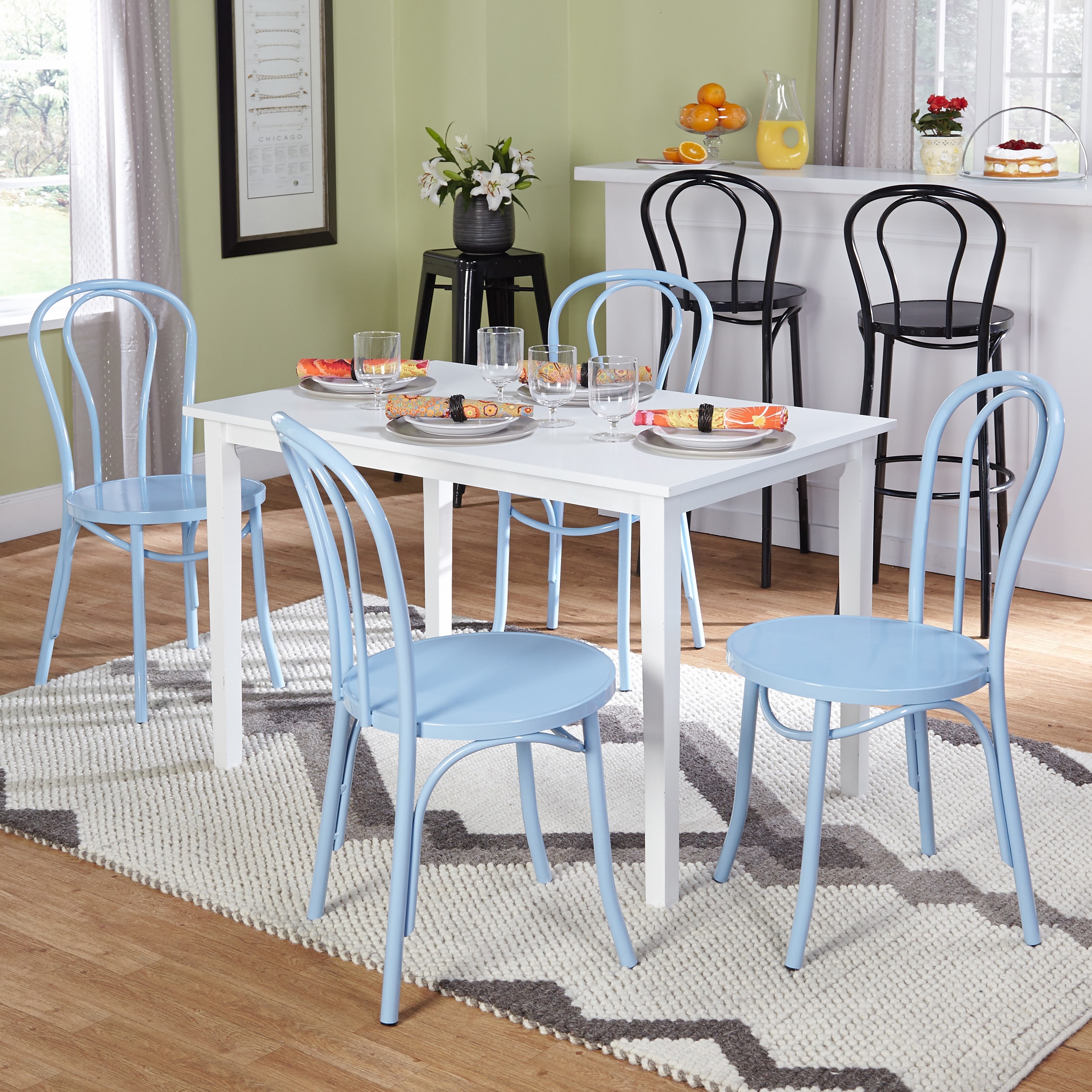 Tms Vintage Occasion 5 piece Dining Set Blue Size 5 Piece Sets