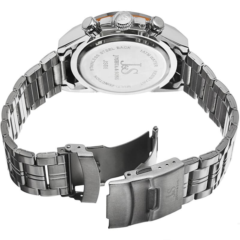 Joshua & Sons Men's Swiss Quartz Multifunction Stainless Steel Orange Bracelet Watch