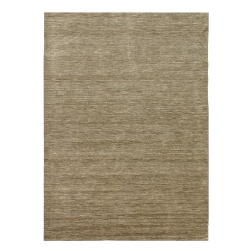 Hand loomed Beige/ Brown Solid Pattern Wool Rug (56 X 8)