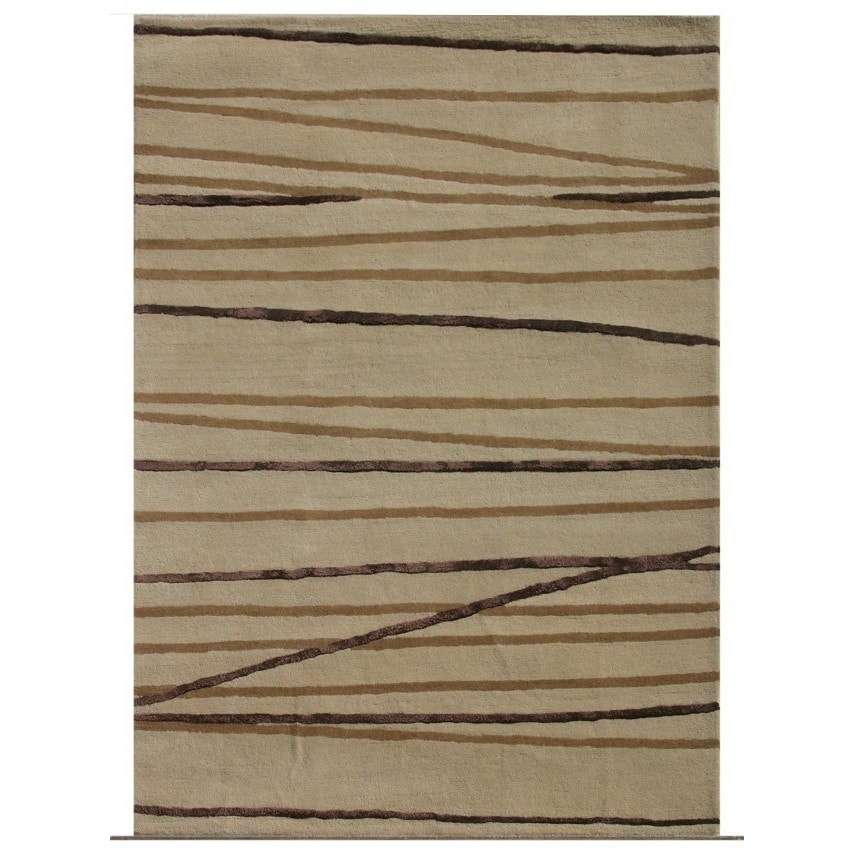 Hand knotted Beige/ Brown Abstract Pattern Wool Rug (5 X 7)