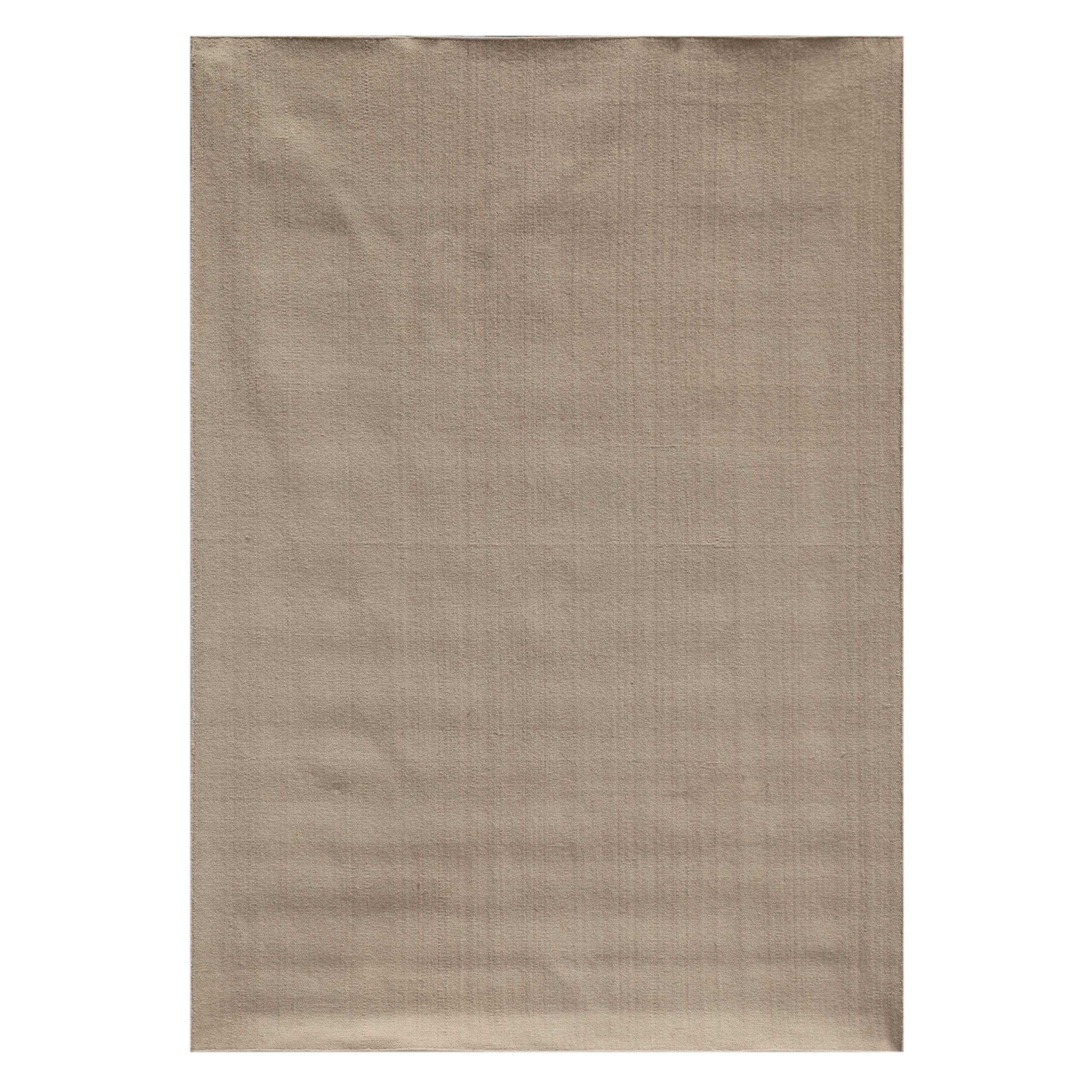 Flat weave Ivory Solid Pattern Wool Rug (5 X 76)