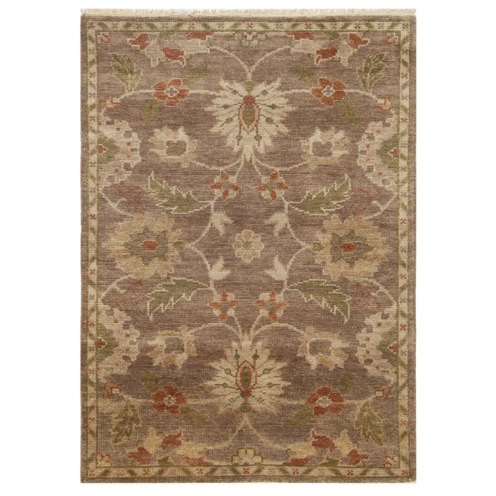 Hand knotted Beige/ Brown Floral Pattern Wool Rug (5 X 8)