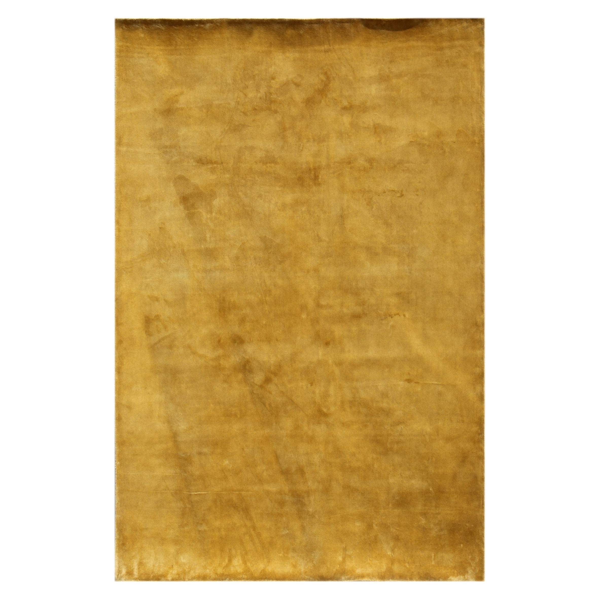 Handloomed Gold Solid Pattern Wool Rug (5x8)