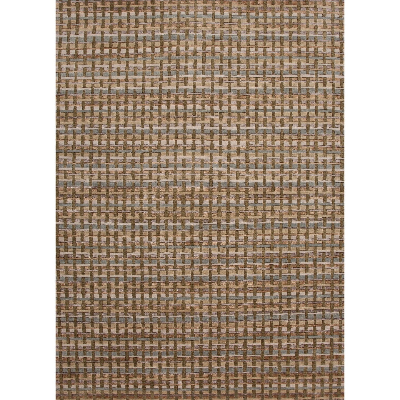 Hand knotted Beige/ Brown Geometric Pattern Wool/ Silk Rug (56 X 86)