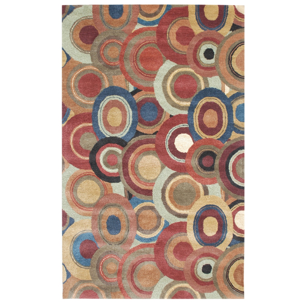 Hand tufted Beige/ Brown Abstract Pattern Wool/ Silk Rug (74x710)