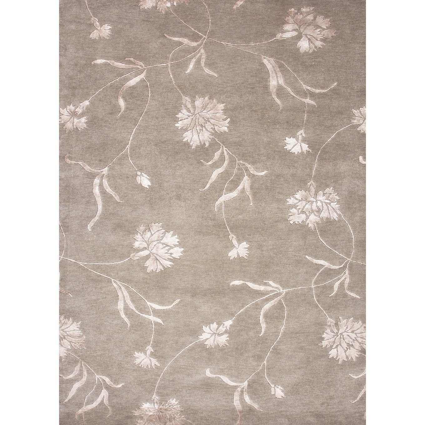 Hand knotted Gray/ Black Floral Pattern Wool/ Silk Rug (56 X 86)