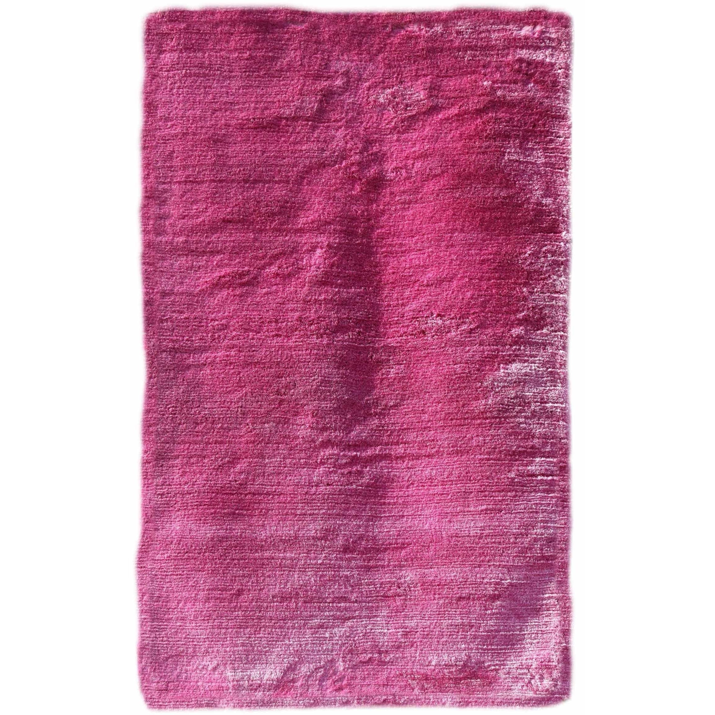 Handmade Pink/ Purple Solid Pattern Polyester Rug (5 X 8)
