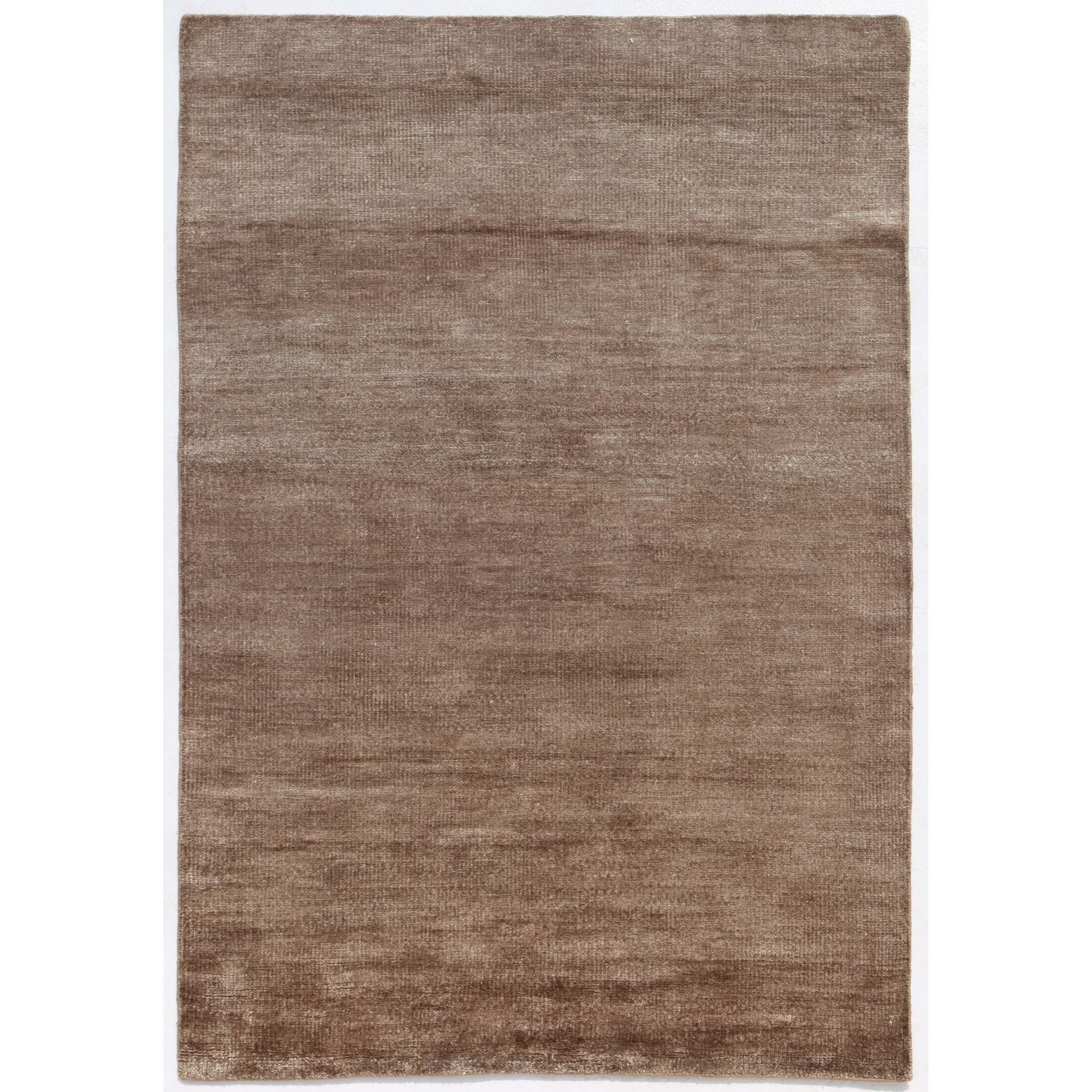 Hand knotted Beige/ Brown Solid Pattern Wool/ Silk Rug (5x8)