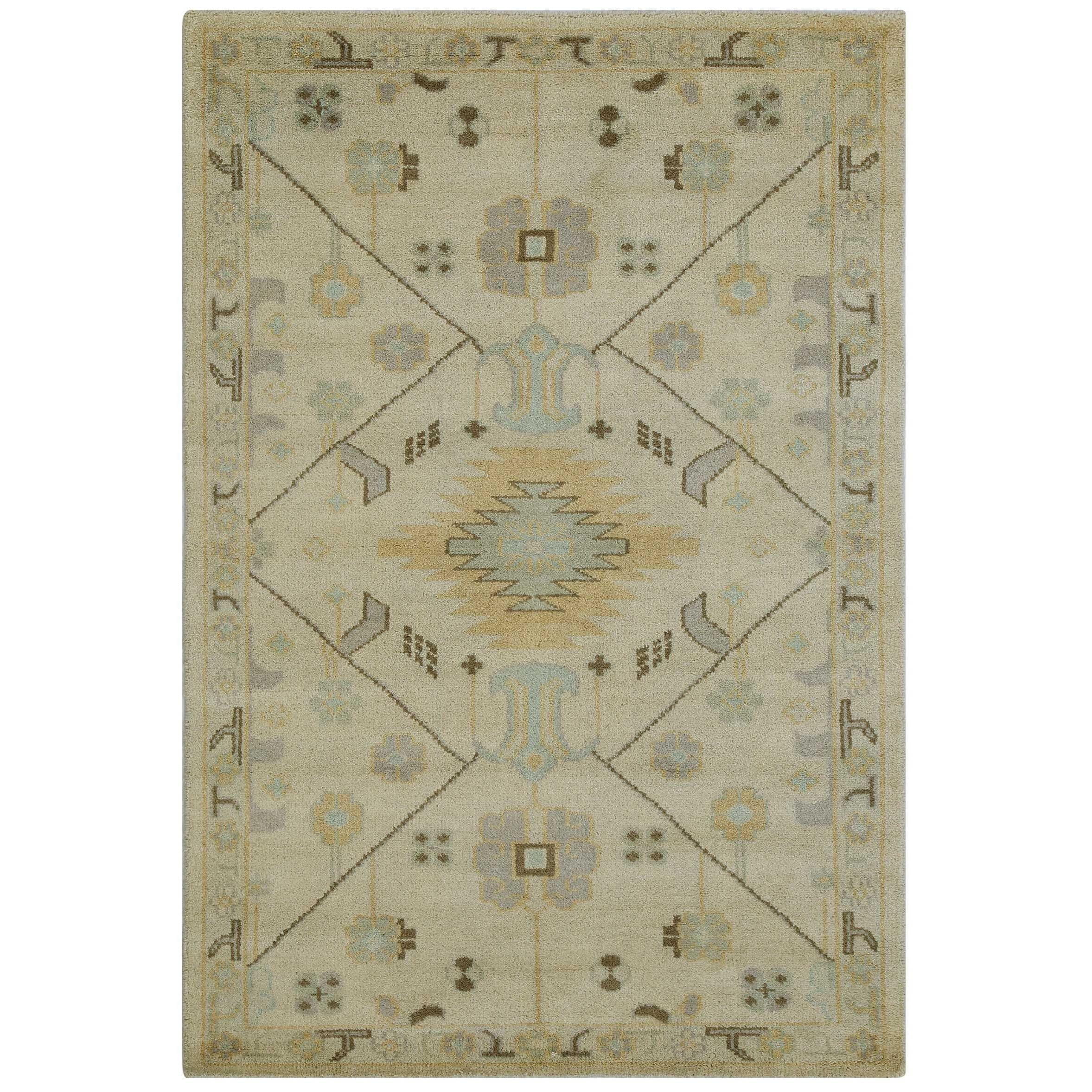 Hand knotted Ivory Oriental Pattern Wool Transitional Rug (5 X 8)