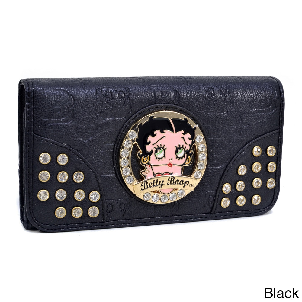 Betty Boop Rhinestone Decor Checkbook Wallet With Embossed Designs