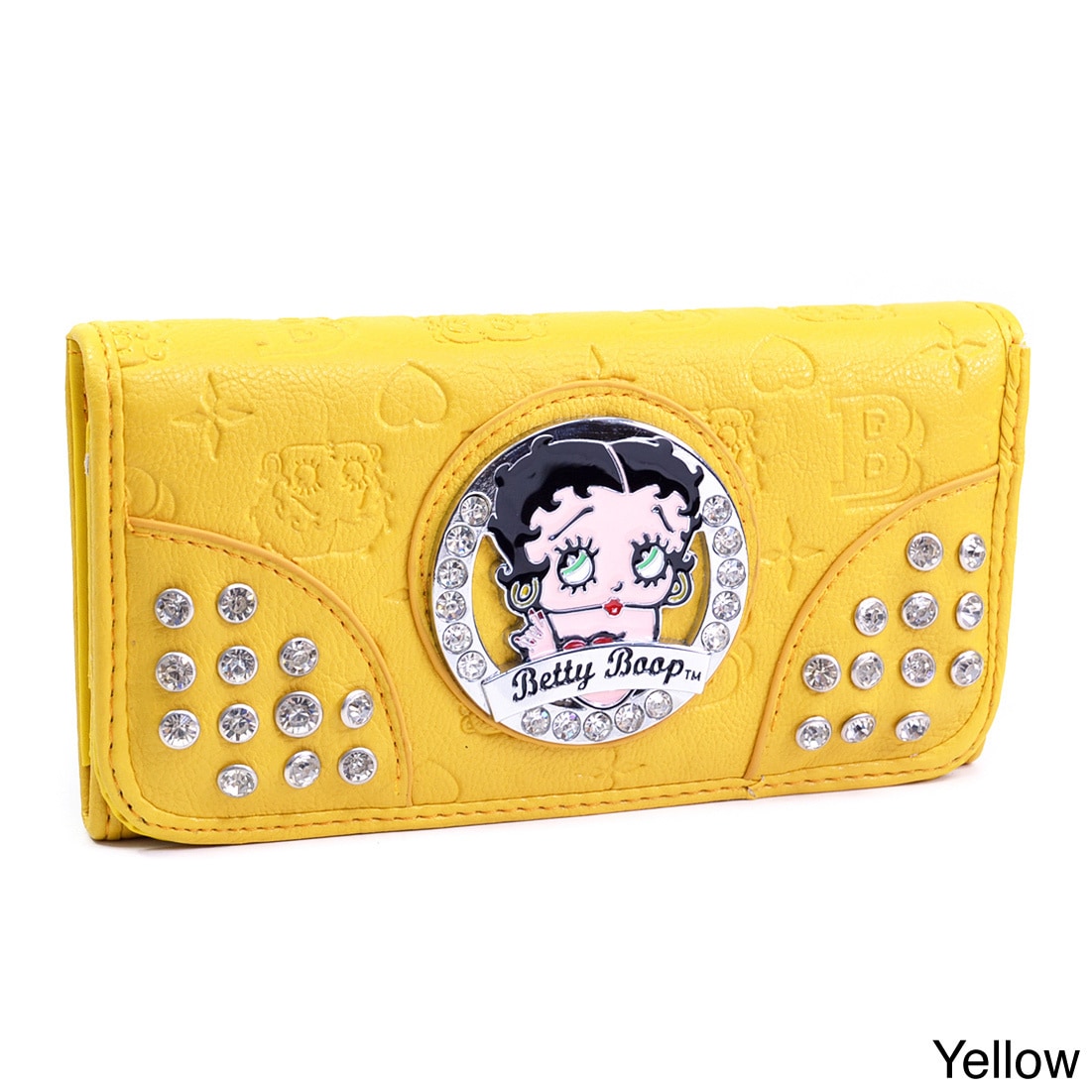 Betty Boop Rhinestone Decor Checkbook Wallet With Embossed Designs