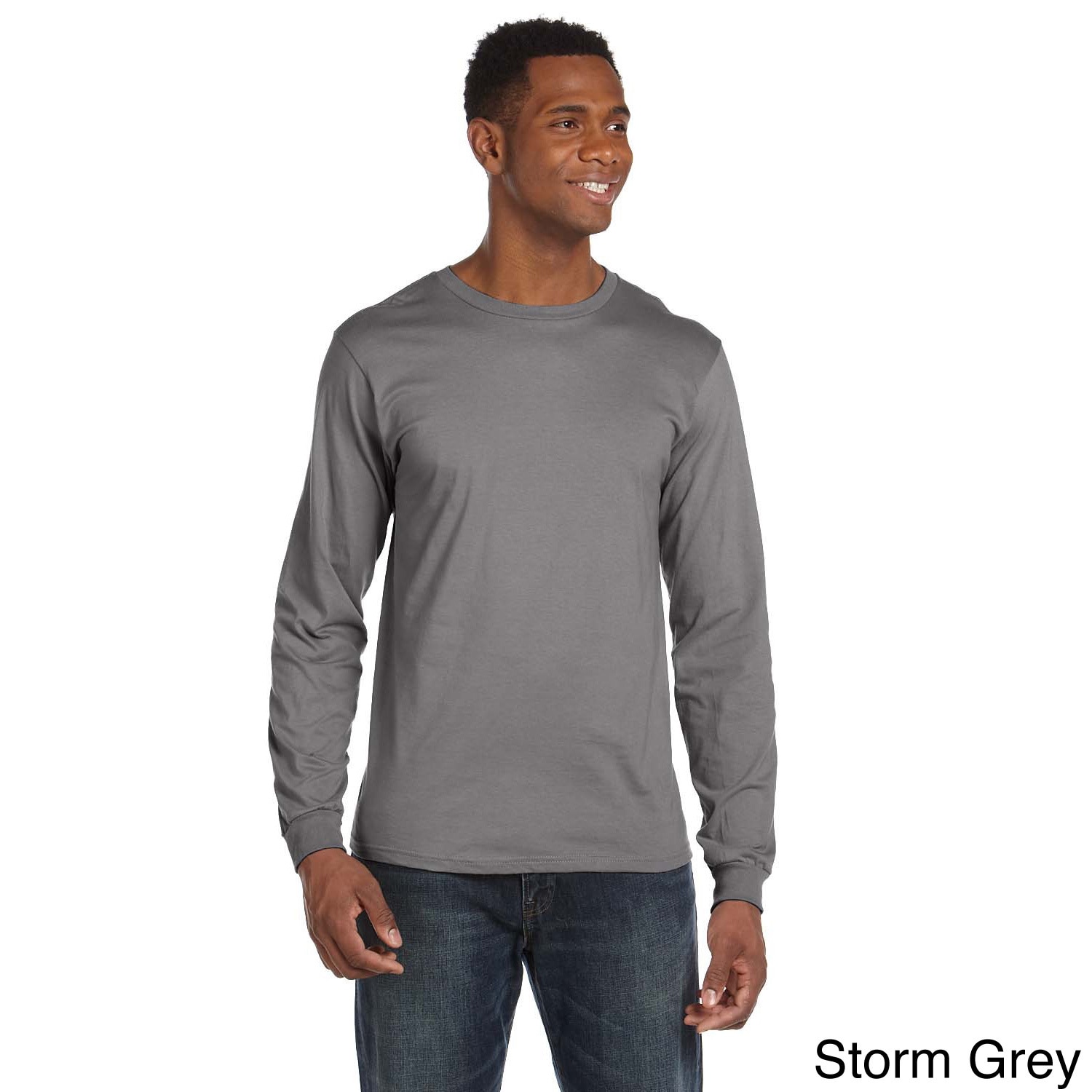 Anvil Anvil Mens Ringspun Long Sleeve T shirt Grey Size XXL