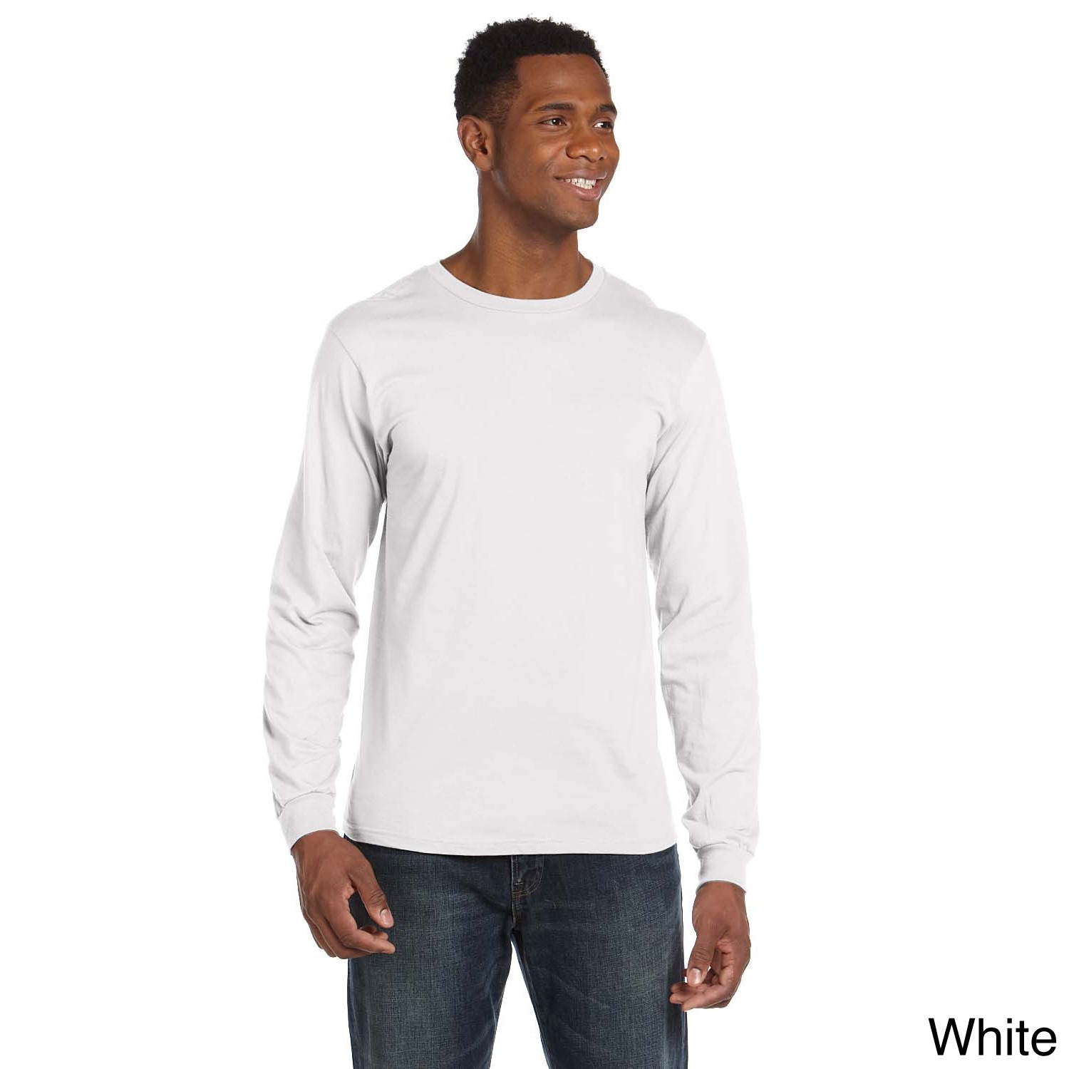 Anvil Anvil Mens Ringspun Long Sleeve T shirt White Size XXL