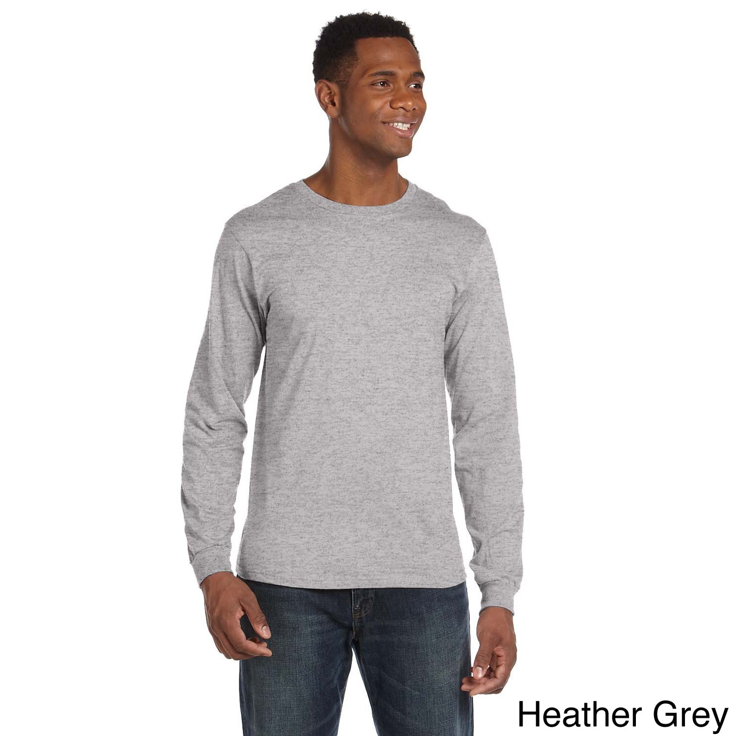 Anvil Anvil Mens Ringspun Long Sleeve T shirt Grey Size XXL