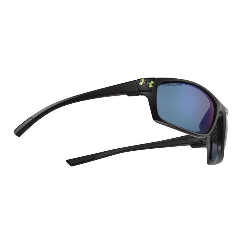 Under Armour Keepz Storm Satin Black With Gray And Blue Mirror Polarized Performance Eyewear