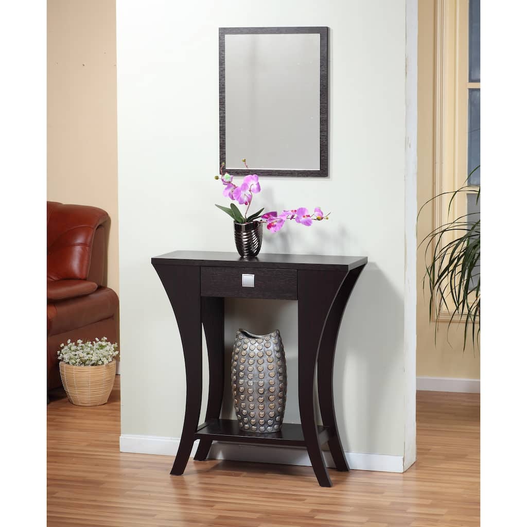 Cappuccino Finish Console Sofa Entry Table with Drawer