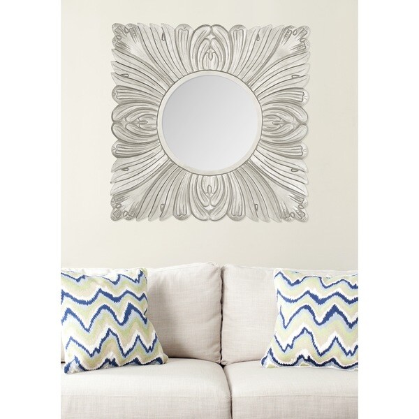 Safavieh Handmade Art Acanthus Pewter 28-inch Square Decorative Mirror - 28" x 28" x 0.8"