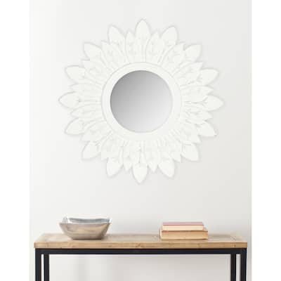 SAFAVIEH King White Sunburst 30-inch Decorative Mirror - 30" x 30" x 0.8"