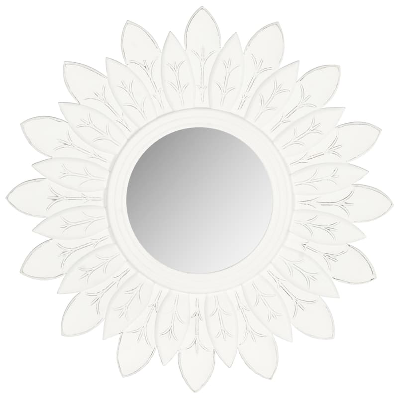SAFAVIEH King White Sunburst 30-inch Decorative Mirror - 30" x 30" x 0.8"