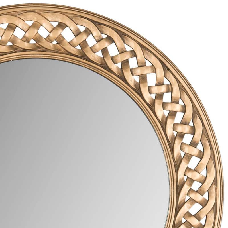 SAFAVIEH Braided Chain Gold 24-inch Round Decorative Mirror - 24" x 24" x 0.8"