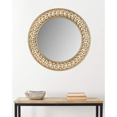 SAFAVIEH Braided Chain Gold 24-inch Round Decorative Mirror - 24" x 24" x 0.8"