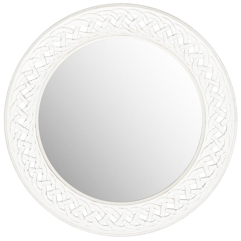 SAFAVIEH Braided Chain White 24-inch Round Decorative Mirror - 24" x 24" x 0.8"