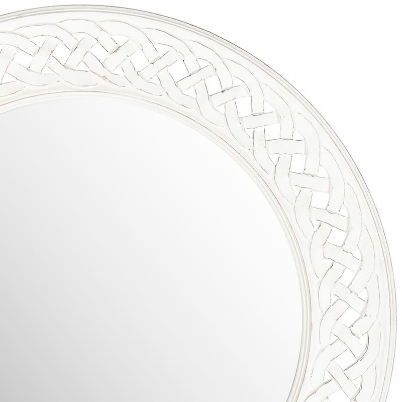SAFAVIEH Braided Chain White 24-inch Round Decorative Mirror - 24" x 24" x 0.8"
