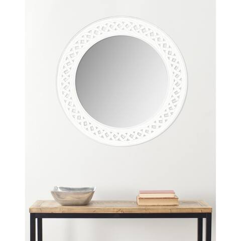 SAFAVIEH Braided Chain White 24-inch Round Decorative Mirror - 24" x 24" x 0.8"