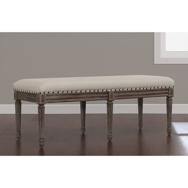 Elements Weathered Espresso Upholstered Dining Bench