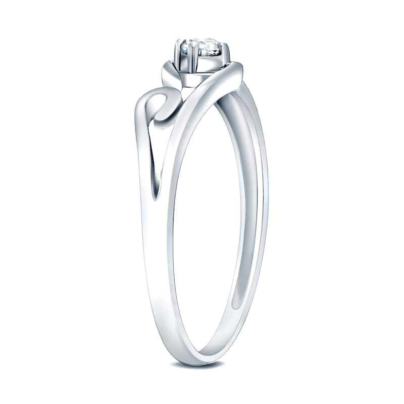 Auriya Modern and Unique 1/10ct TDW Diamond Promise Ring 14k White Gold