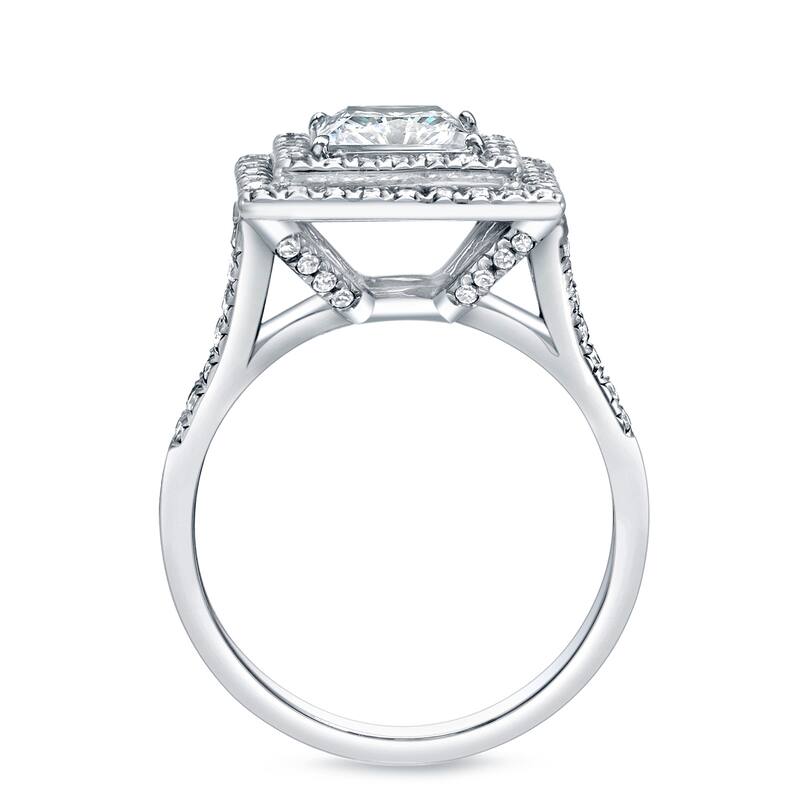 Auriya 14k Gold Modern 1 1/2ctw Double Halo Princess-cut Diamond Engagement Ring