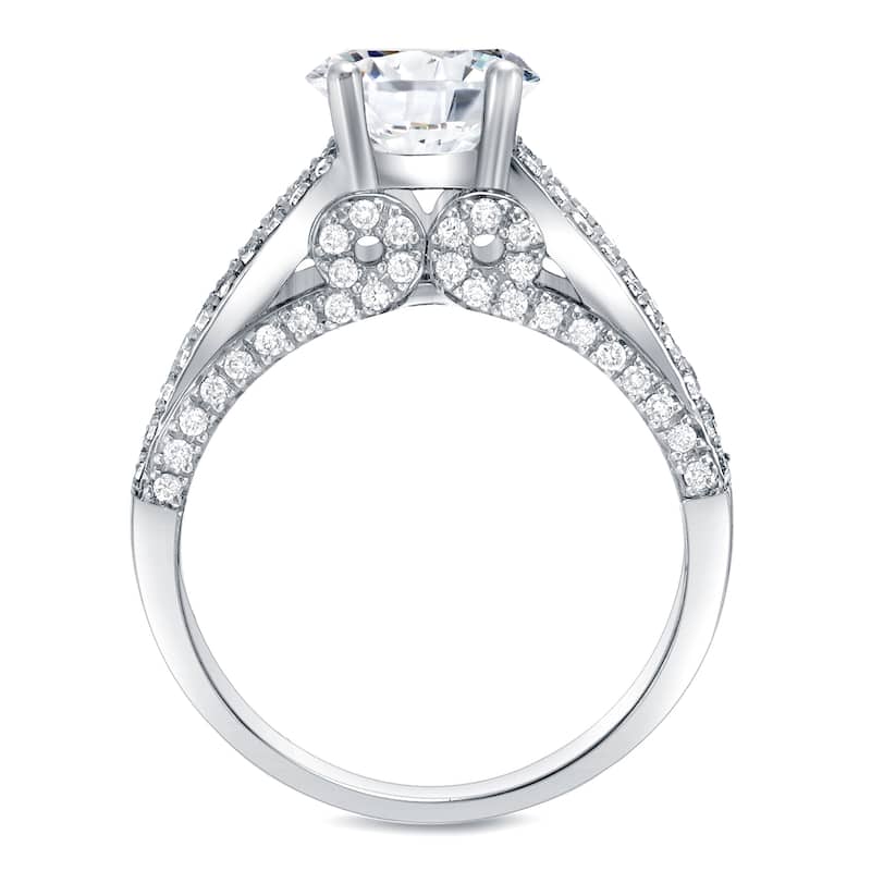 Auriya Modern 1 3/4ct TDW Certified Round Diamond Engagement Ring 14k White Gold