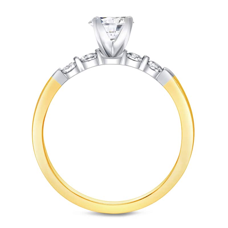 Auriya 14k Gold 1ctw Classic 5-Stone Diamond Engagement Ring Set 14k Two-Tone Gold