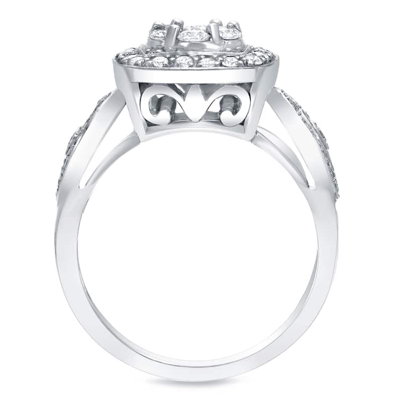 Auriya 14k Gold 1ctw 3-Stone Halo Diamond Engagement Ring (H-I, SI1-SI2)