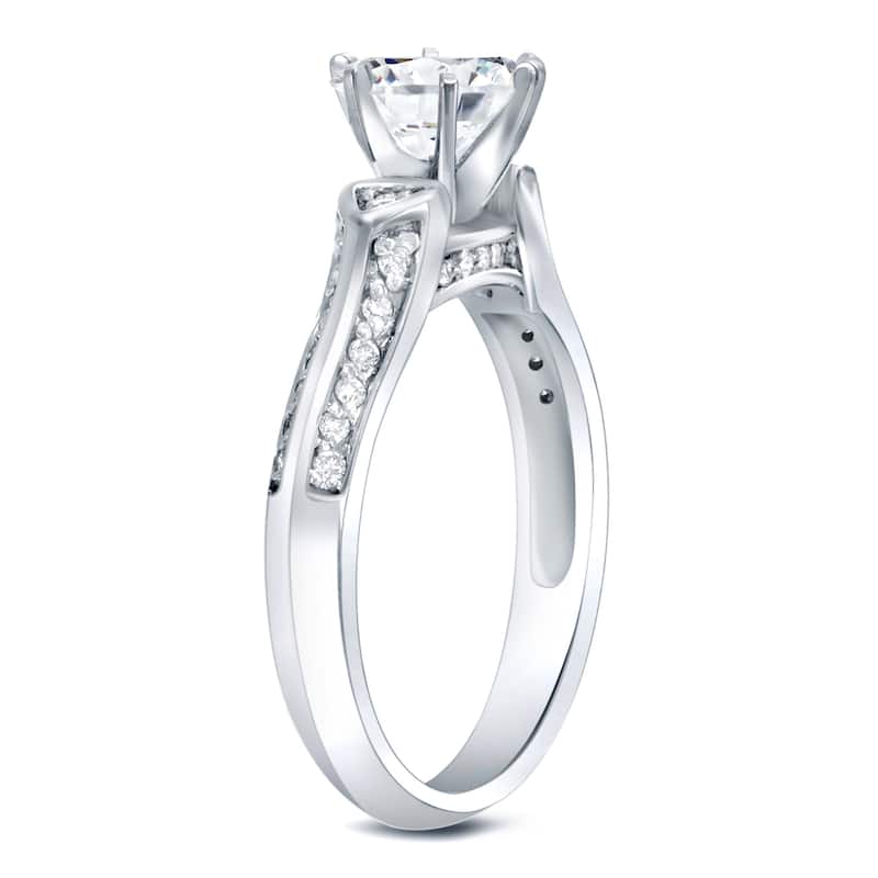 Auriya 14k Gold 1ct TDW Certified Round Diamond Engagement Ring