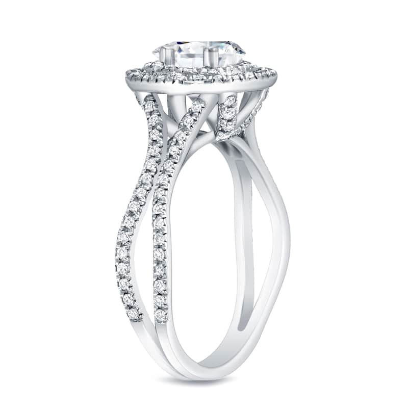 Auriya 14k Gold 1 1/4ct TDW Double Halo Diamond Engagement Ring (H-I, SI1-SI2)