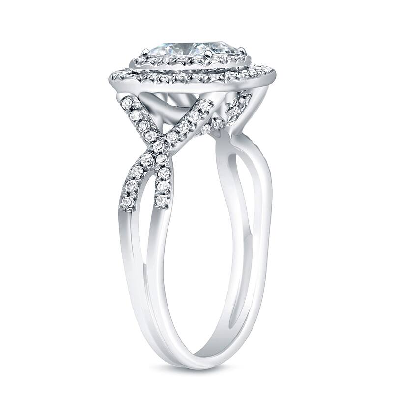 Auriya 14k Gold 4/5ctw Emerald-cut Double Halo Diamond Engagement Ring